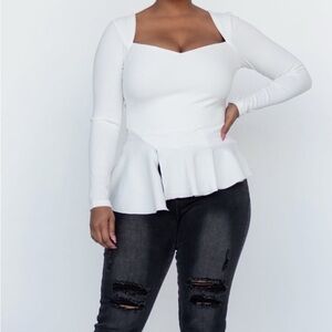 Chic White Peplum Blouse